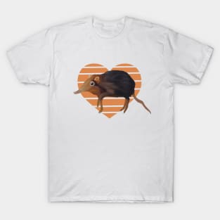 Cute Elephant Shrew Orange Heart T-Shirt